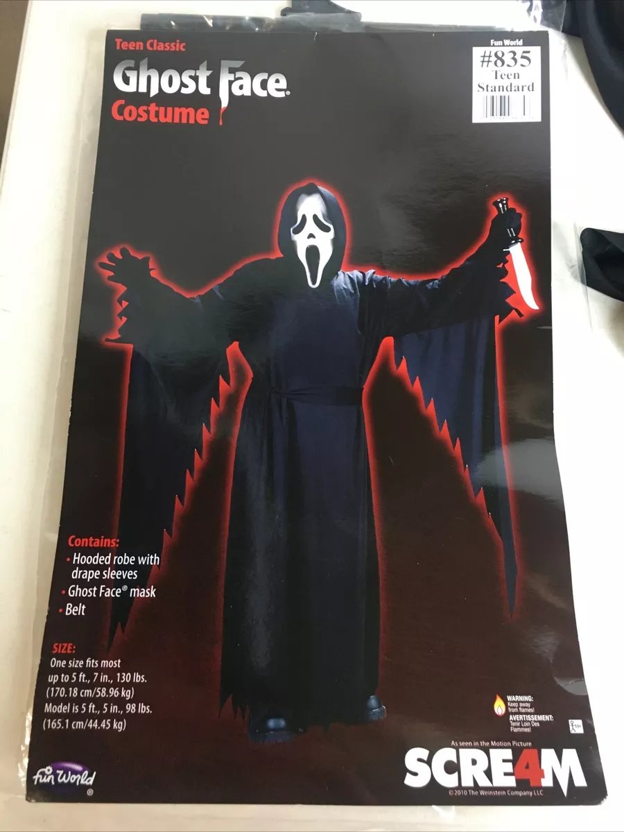 Scream 4 ghost face costume Teen Standard Fun World 835 Mask, Robe & Belt |  eBay