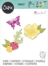 New Retired Sizzix Thinlits 12pc Fine Line Flowers 666117 Retail 20.99 J Slack