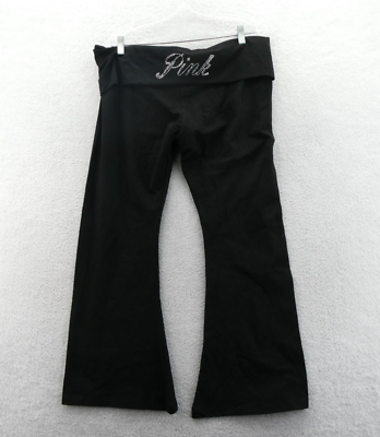 Victorias Secret XXL Short Bling Black Leggings Flare Leg Foldover