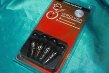 Grover Champion(TM) Set of 4 Ukulele Pegs, Nickel with Black Buttons, Model 85B