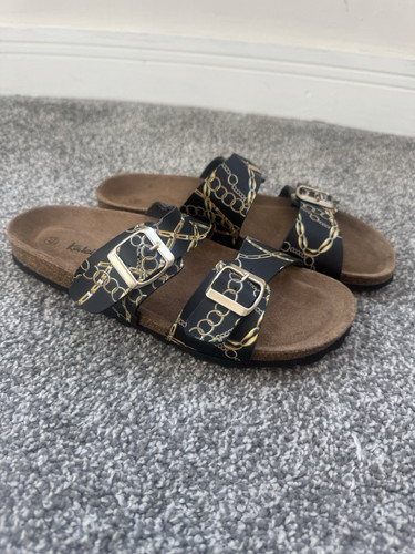 Ladies Chain print Footbed Mules by Kaleidoscope UK Sz 6.5 EU 40 - New Samples - Picture 1 of 7
