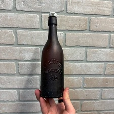 Antique Amber E.L. Husting Milwaukee Wisconsin Beer Bottle W/ Stopper
