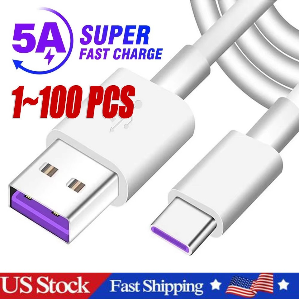 USB Type C Data Cable 5A Fast Charging USB-A to USB-C Charger lot Cord For Phone