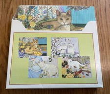 Vintage 12 Distinct Classic Cats Note Cards Envelopes Assortment Current Inc.