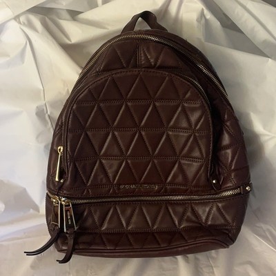 Michael Kors Rhea Quilted Leather Backpack Bag Purse Barolo  display picture 2