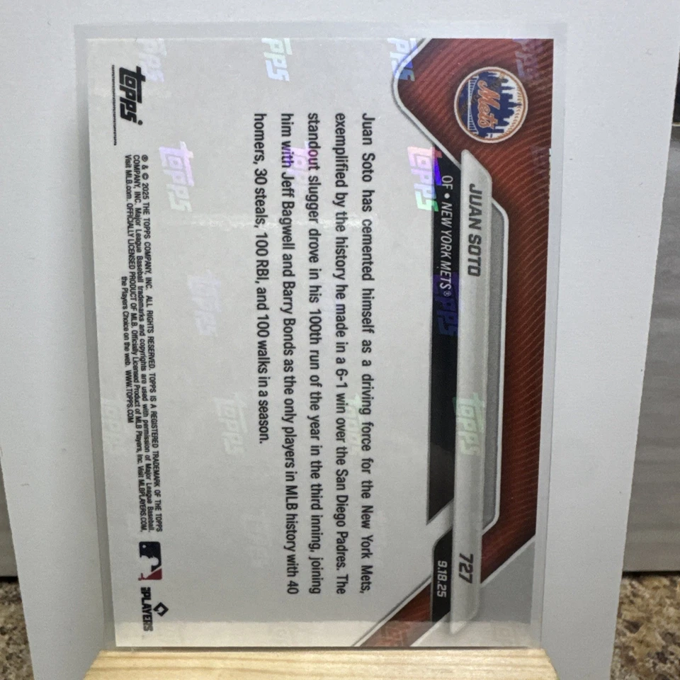 Juan Soto Topps Now 2025 ORANGE FOIL 21/25 3rd MLB W/ 40HR 30SB 100RBI 100BB - Image 2 of 4