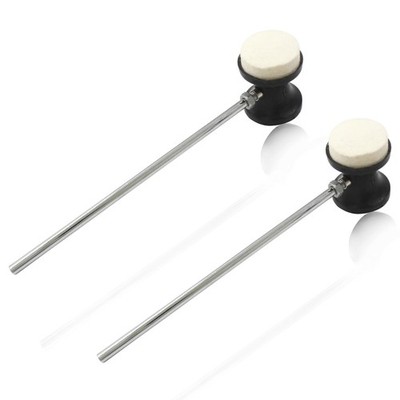 2 PCS Dual Sided Bass Drum Beater Kick Pedal Mallet Stainless Steel Shaft