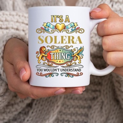 SOLERA Tasse Familienname Geburtstagsgeschenk lustig Nachname Geschenk