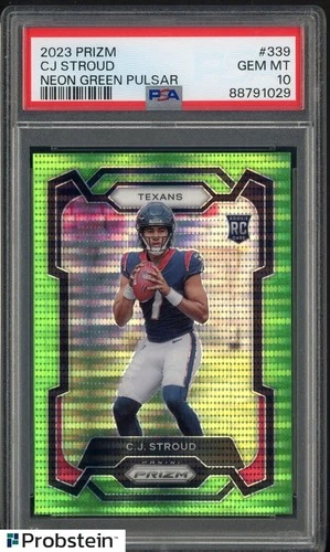 2023 Panini Neon Green Pulsar Prizm #339 CJ Stroud Texans RC Rookie PSA 10