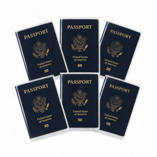 6-Pack Clear Plastic Passport Covers Vinyl Protectors with ID Card Slots
