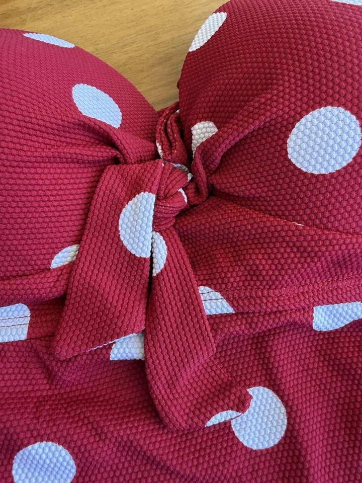 Top de natación Liz Claiborne nuevo con etiquetas para mujer XXL rojo blanco a lunares arco retro Rockabilly Foto 3 de 4