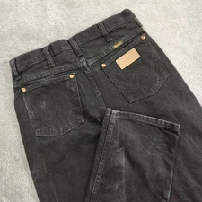 VTG Wrangler Jeans Mens 30x34 Black Cowboy Cut 13MWZ Workwear Denim Faded
