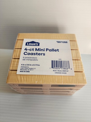 #ad Lowes Mini Pallet Coasters Set of 4 New In Package $22.99