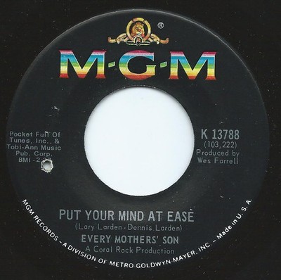 Every Mothers' Son - Put Your Mind At Ease - Used Vinyl Record 7 - 3 - D1450z