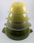 VTG PYREX Green Verde Cinderella Nesting Mixing Bowl Set 441 442 443 444 EX con.
