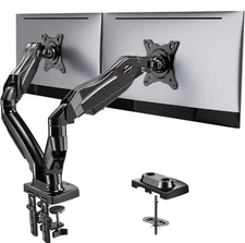 HUANUO Dual Monitor Arm Desk Mount – 13–32” Swivel VESA w/ C-Clamp & Grommet