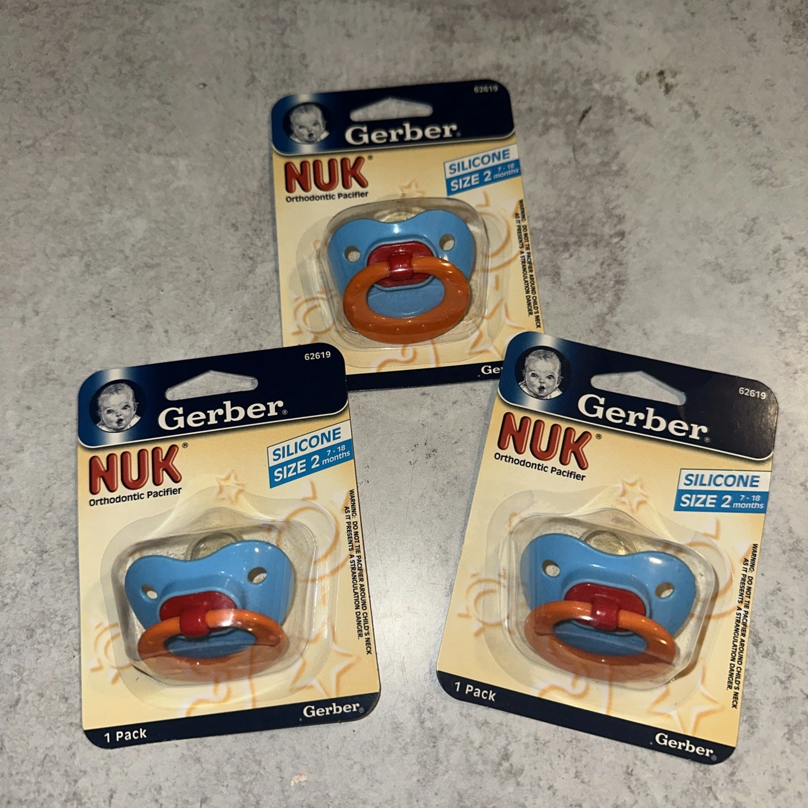 3 Lot Vintage 2005 Gerber NUK Orthodontic Silicone Pacifier Size 2 NOS Blue
Opens in a new window or