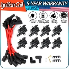 8X Ignition Coil and Spark Plug Wires For Chevy Silverado GMC LS1 LS3 4.8 6.0L