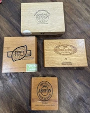 Lot of 4 Vintage Wood Empty Cigar Boxes Don Cassini Ashton Flor De Gonzalez +1