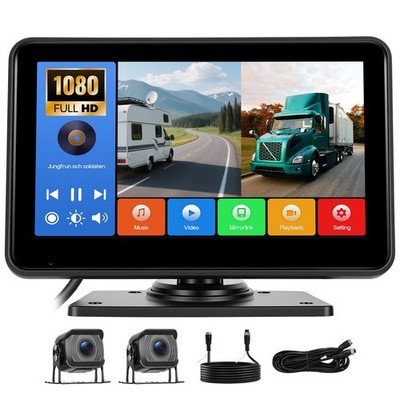 1080P Backup System Kit,7 Inch Reversing Monitor with Record Function Night V...