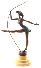 SCULTURA BRONZO BALLERINA BASE balletto DANZA decorazione DONNA bastone ARTE JMA119.2