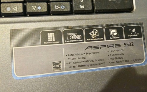 Acer Aspire 5532 Laptop AMD Athlon 64 TF-20 1.6GHz 3GB Ram, 160HD GB. - Picture 10 of 17