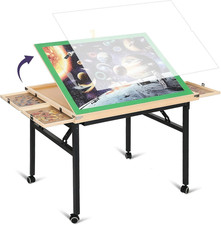 Adjustable Tilting Puzzle Table with Drawers Wheels for Adults - 1500-Piece