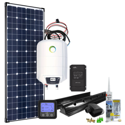 Solaranlage 150W Wohnmobil Komplettset MPPT EBL-Option inkl. 10l Caravan Boiler
