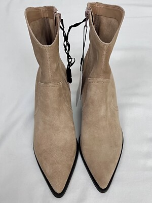 Express Suede Pointed Toe Ankle Boots Block Heal Size 6 Pecan NWT