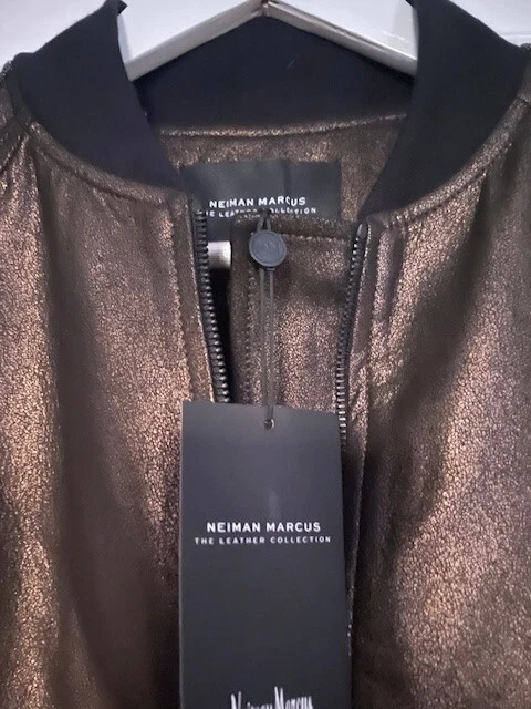 BNWT Neiman Marcus The Leather Collection Jacket Beads Brown Bronze SZ XS - Image 2 of 4
