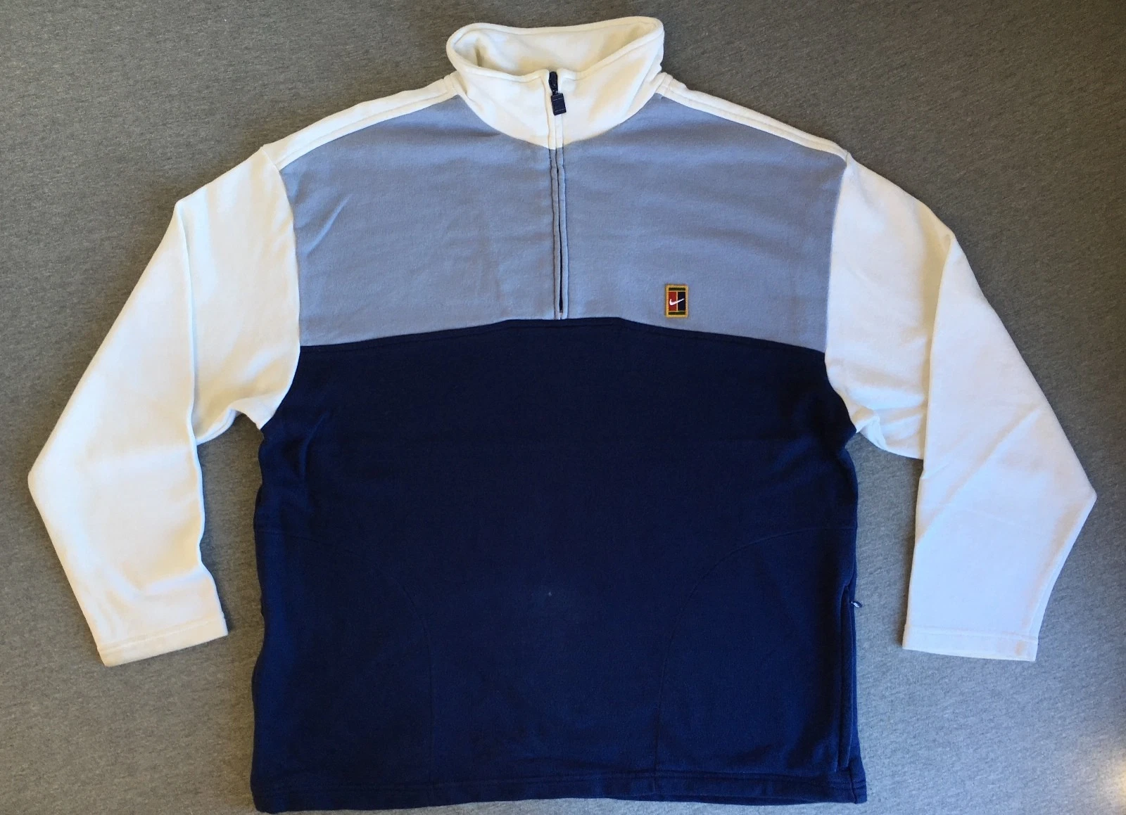 Sweat shirt Nike Supreme Court années 90 vintage collier de tennis 1/4 zip jumper L (12 14)