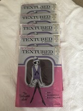 Lot 5 Pair Vintage Black Mist Sheer Diamond Textured Stockings 9.5 NOS