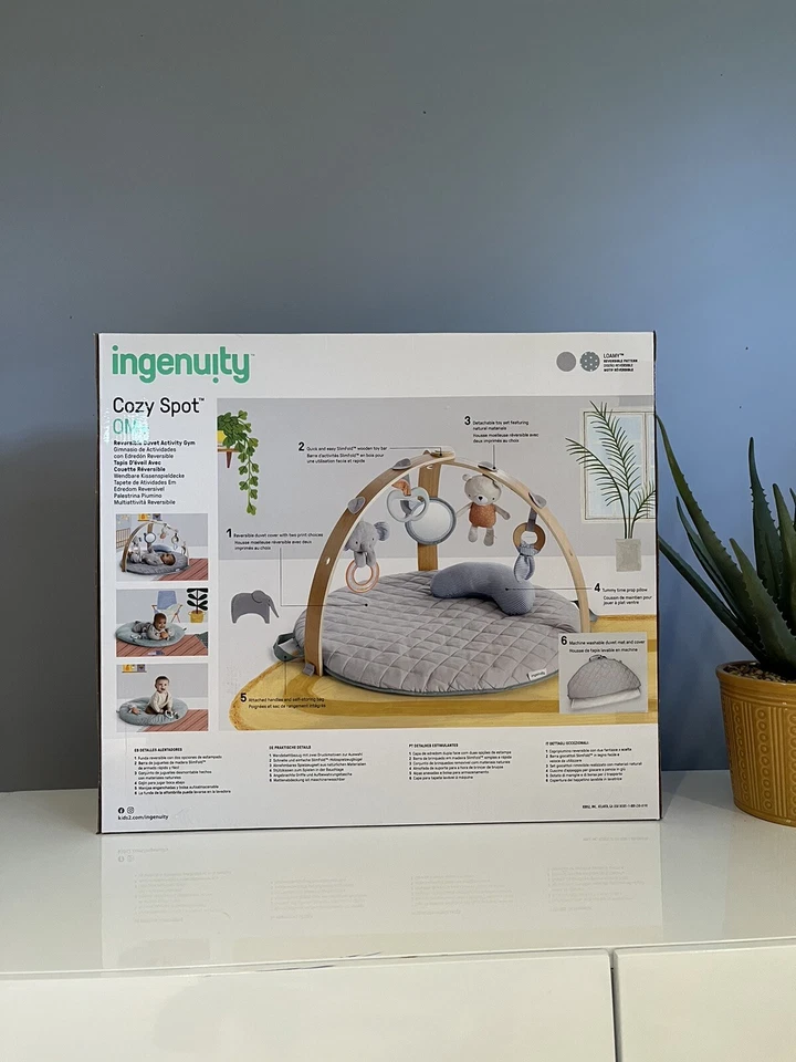 Ingenuity Cozy Spot 双面被套活动健身房 1 件(1 件装),Loamy — 第 2/4 张图片