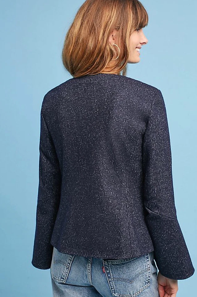 NWT in bag 148$ Anthropologie Pinstriped flounced Blazer size 4-Fast Shipping - Image 4 of 4