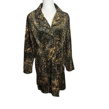 Vintage Sense Faux Fur Coat Leopard Animal Print Mob Wife Retro Size Medium
