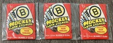 (3) 1974 Topps Hockey Cloth Stickers UNOPENED WAX PACKS All 3 Wrapper Variations