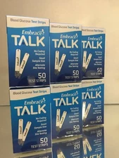 Embrace TALK Blood Glucose Test Strips 300 Count.  EXP 02/2027 FREE SHIPPING