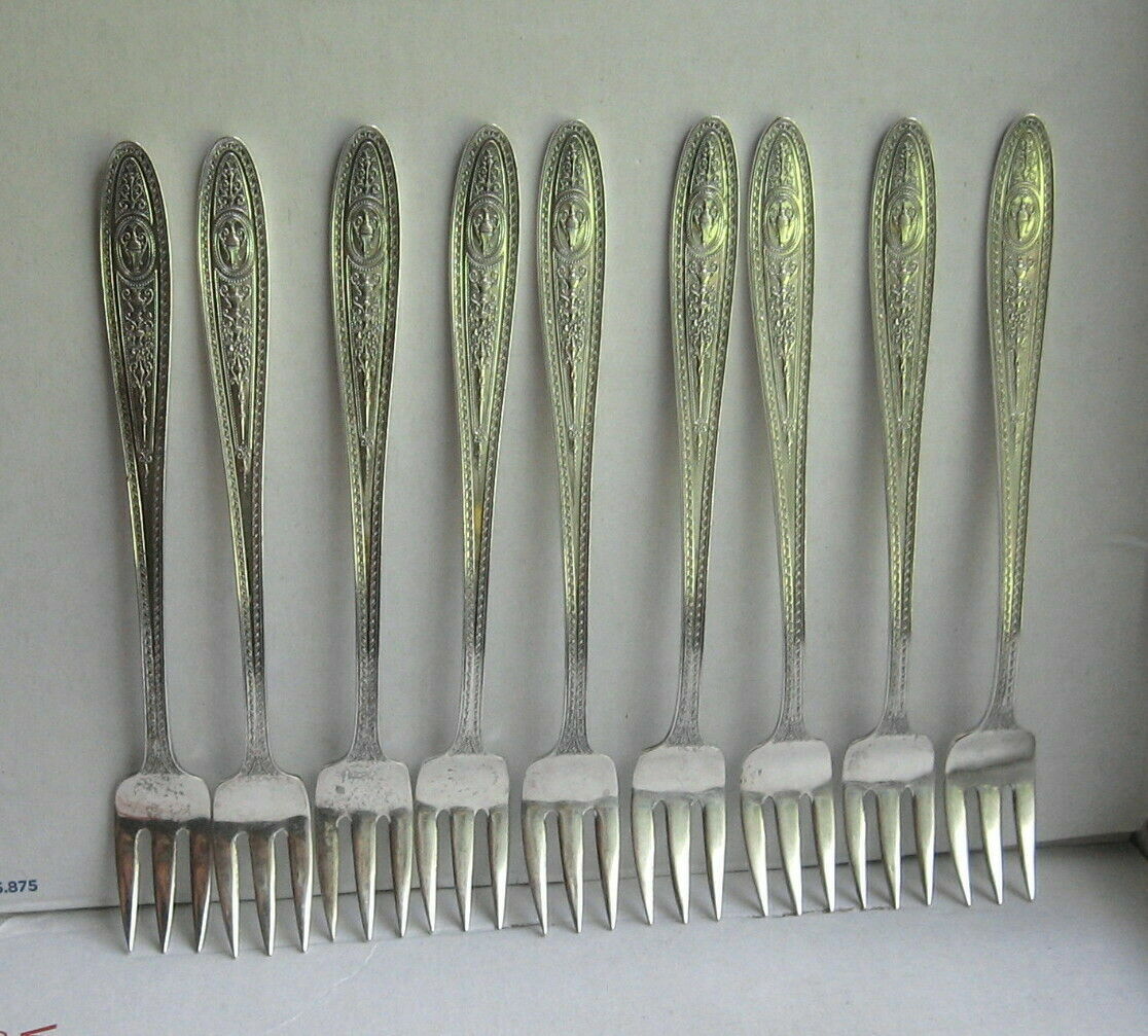Lot of 9 International Wedgwood Pattern Sterling Silver Cocktail Forks B Mono