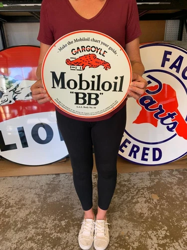 Antique Vintage Old Style Gas Pump Sign Mobil Oil BB Made in USA