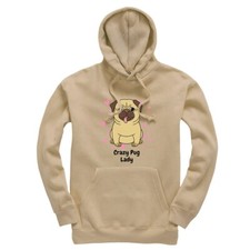 Crazy Pug Lady Adults Hoodie Cute Crazy Dog Lady Dogs Hooded Sweatshirt