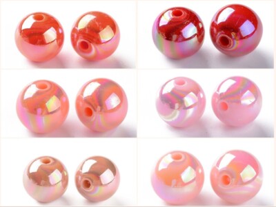 Opaque Acrylic Beads 15St. 16mm AB Color Acryl Perlen