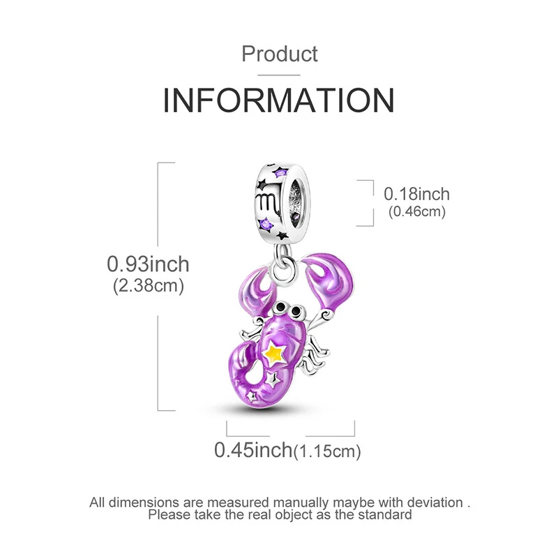 MULA Original Skorpion Anhänger DIY Charm AAA CZ Für Armband 925 Versilbert - Bild 3 von 4