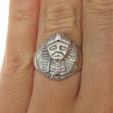925 Sterling Silver Vintage King Tut Egyptian Pharaoh Ring Size 6.25