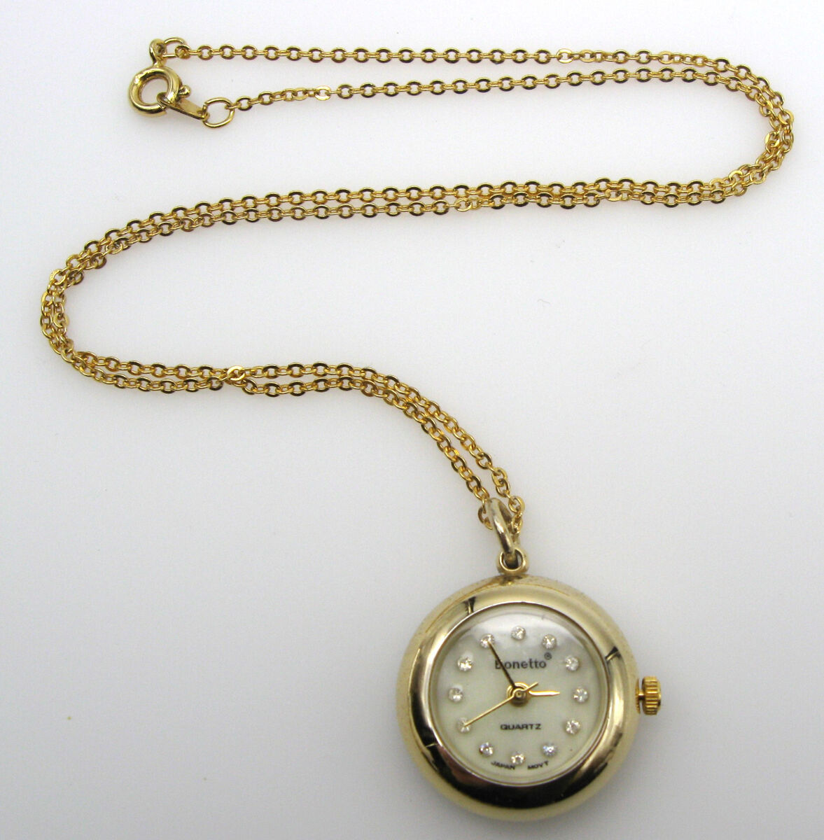 ◆QUARTZ Clowatアンティークネックレス アナログ時計ゴールドチェーン