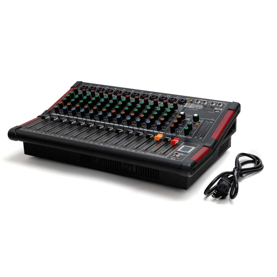12 Channel Powered Bluetooth Audio Studio Mixer Digital Mixer Mixing Amplifier - Image 3 of 4