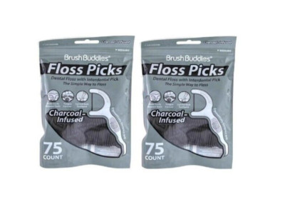 Charcoal Floss Picks Dental floss 75 count 2 Pack
