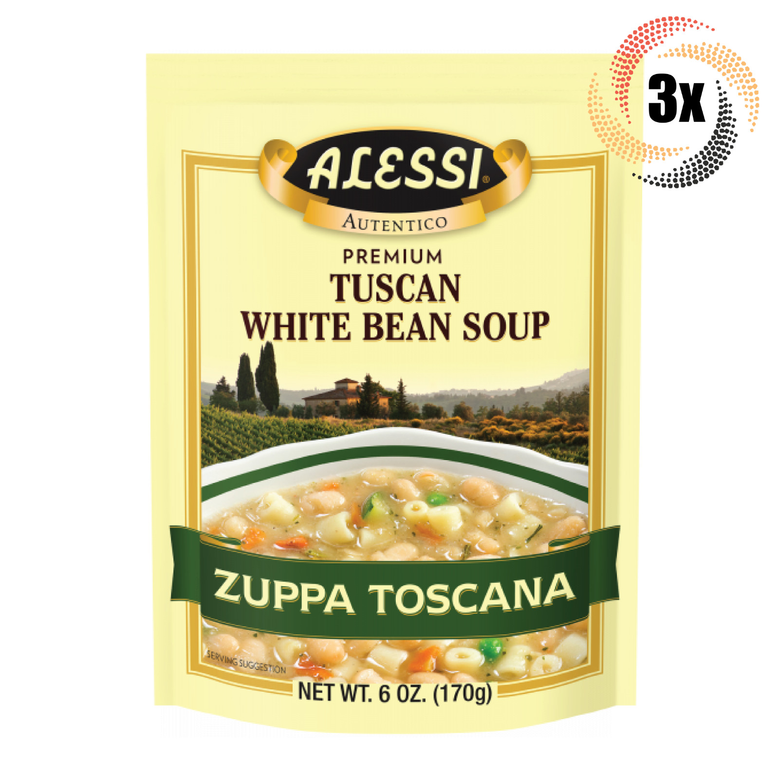 3 упаковки супа Alessi Autentico Zuppa Toscana Премиум-класса по-тоскански с белой фасолью 6 унций 4890₽