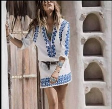 Spell & The Gypsy Collective Santorini Tunic Dress Size Small Boho Embroidered