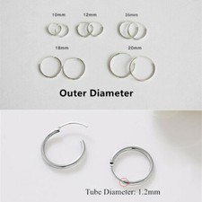 925 Sterling Silver Plated Hinged Hoop Sleeper Circle Ring Earrings Women/Men UK