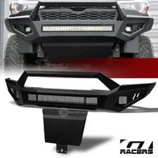 For 2018-2020 F150 Matte Blk Full Width Steel Front Bumper w/Hoop Bar+Skid Plate